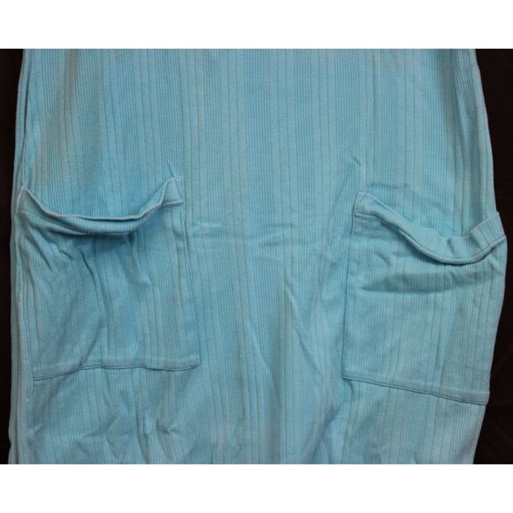 Vtg 1980s Alain Manoukian Dress Women Tank Summer Ribbed Cotton Pockets France - Picture 3 of 7